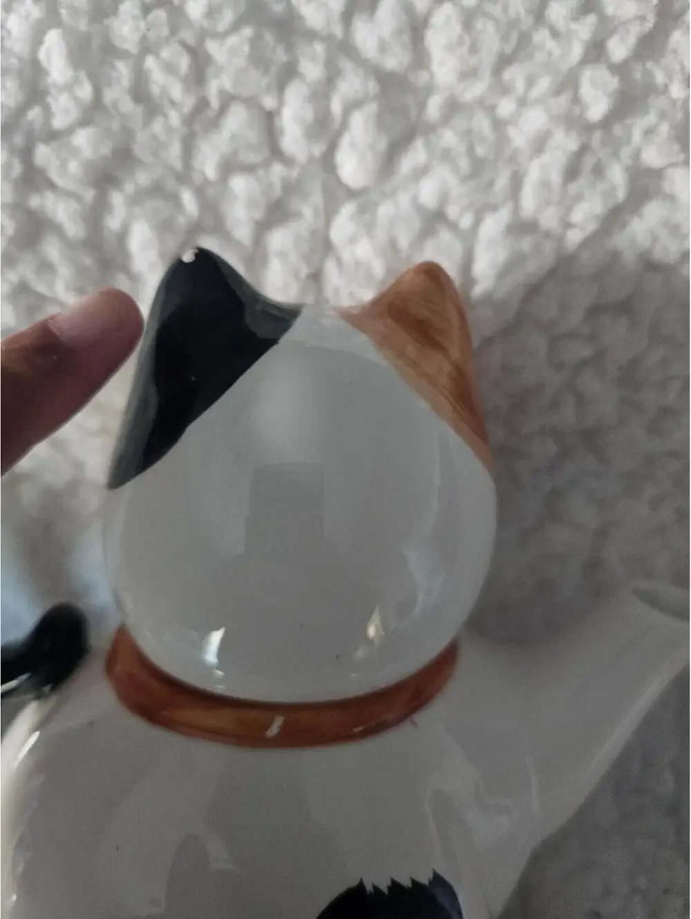 Vintage Chubby Cat Tea Pot 7" Porcelain Ceramic Multicolor 2pc Thailand Decor - Picture 10 of 16